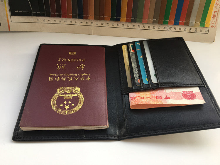Porte-cartes et passeport en cuir RFID