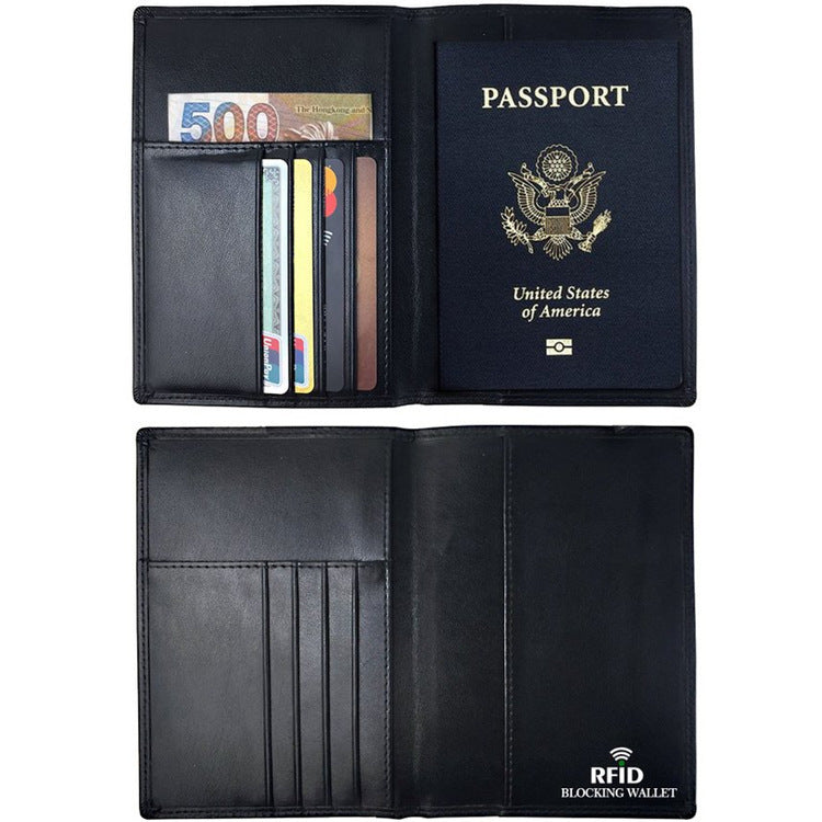 Porte-cartes et passeport en cuir RFID