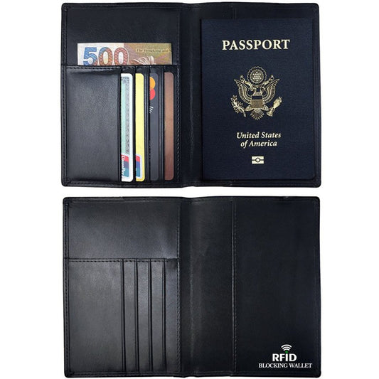 Porte-cartes et passeport en cuir RFID